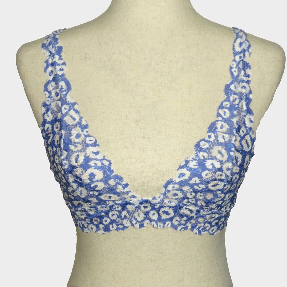 Cosabella Blue Leopard Cielo Stretch Lace Triangle Bralette Size Small